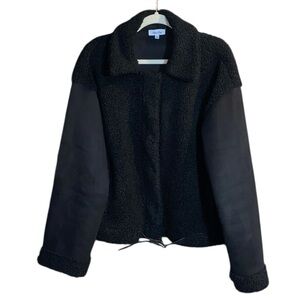 Petal Dew Black Oversized Sherpa/Faux Suede Jacket, Size Large